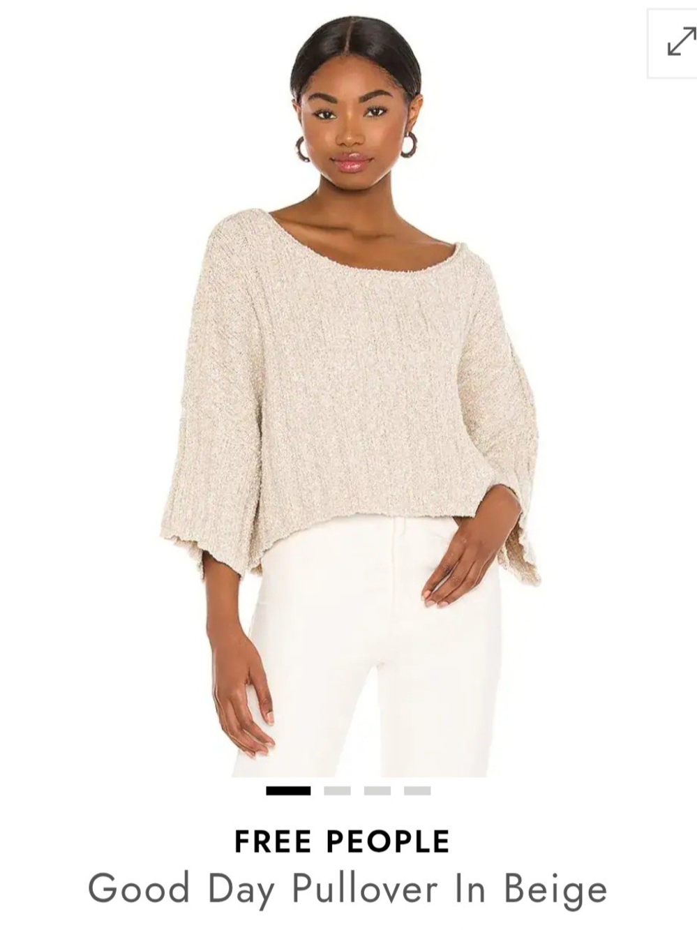 Free People Cream Scoop-Neck Cropped Pullover